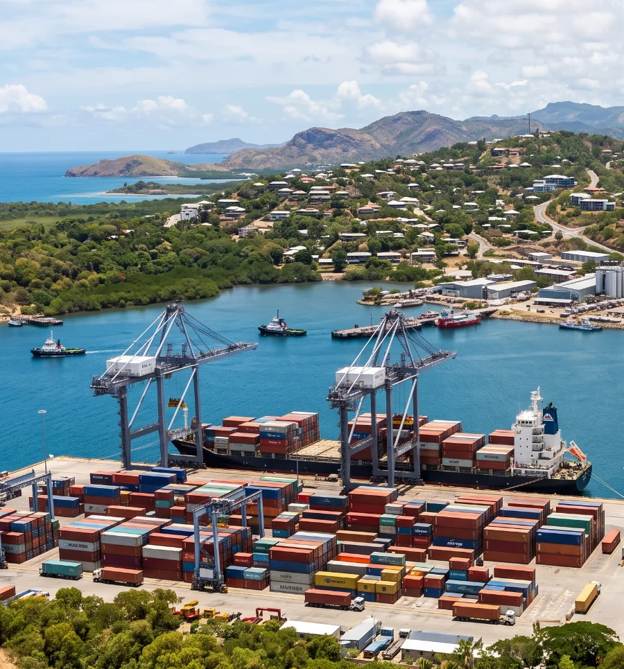 Container terminal at a Papua New Guinea port
