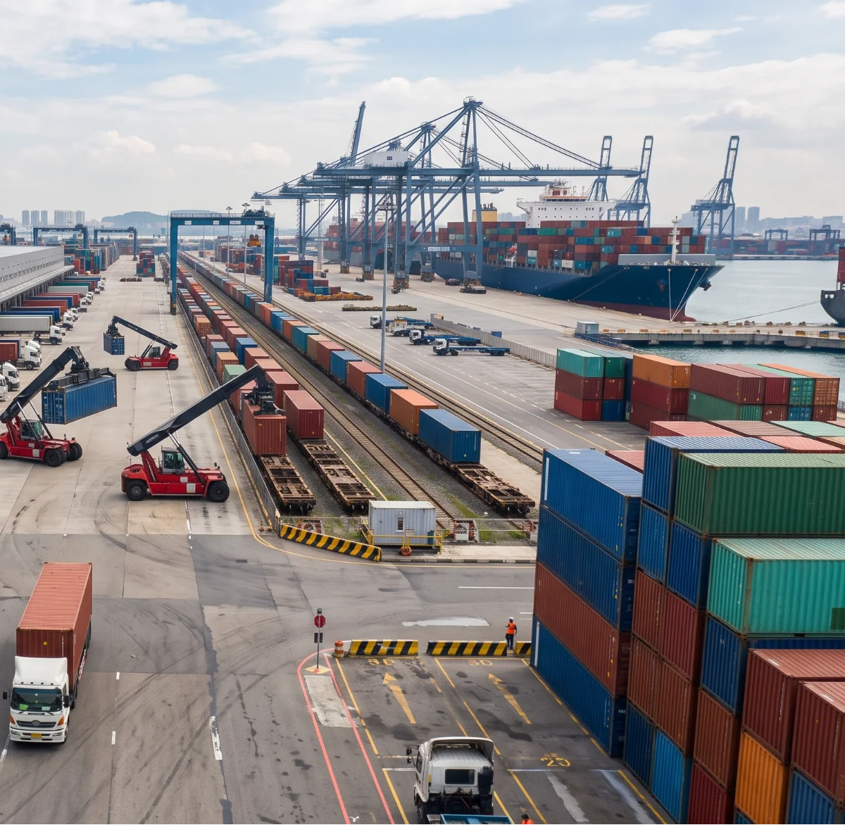 Shipping containers being loaded for FCL and LCL freight to PNG
