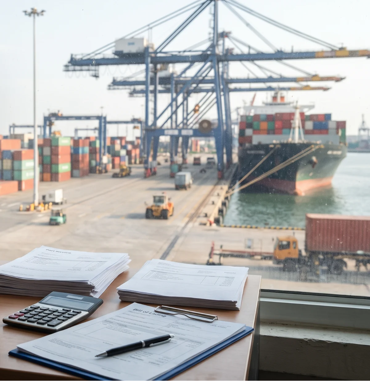 Container ship sailing from Asia towards Papua New Guinea