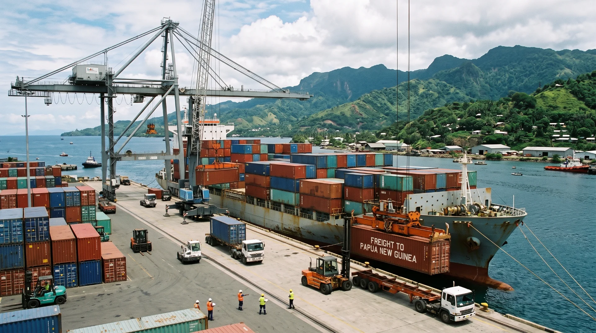 Cargo handling at a port in Papua New Guinea