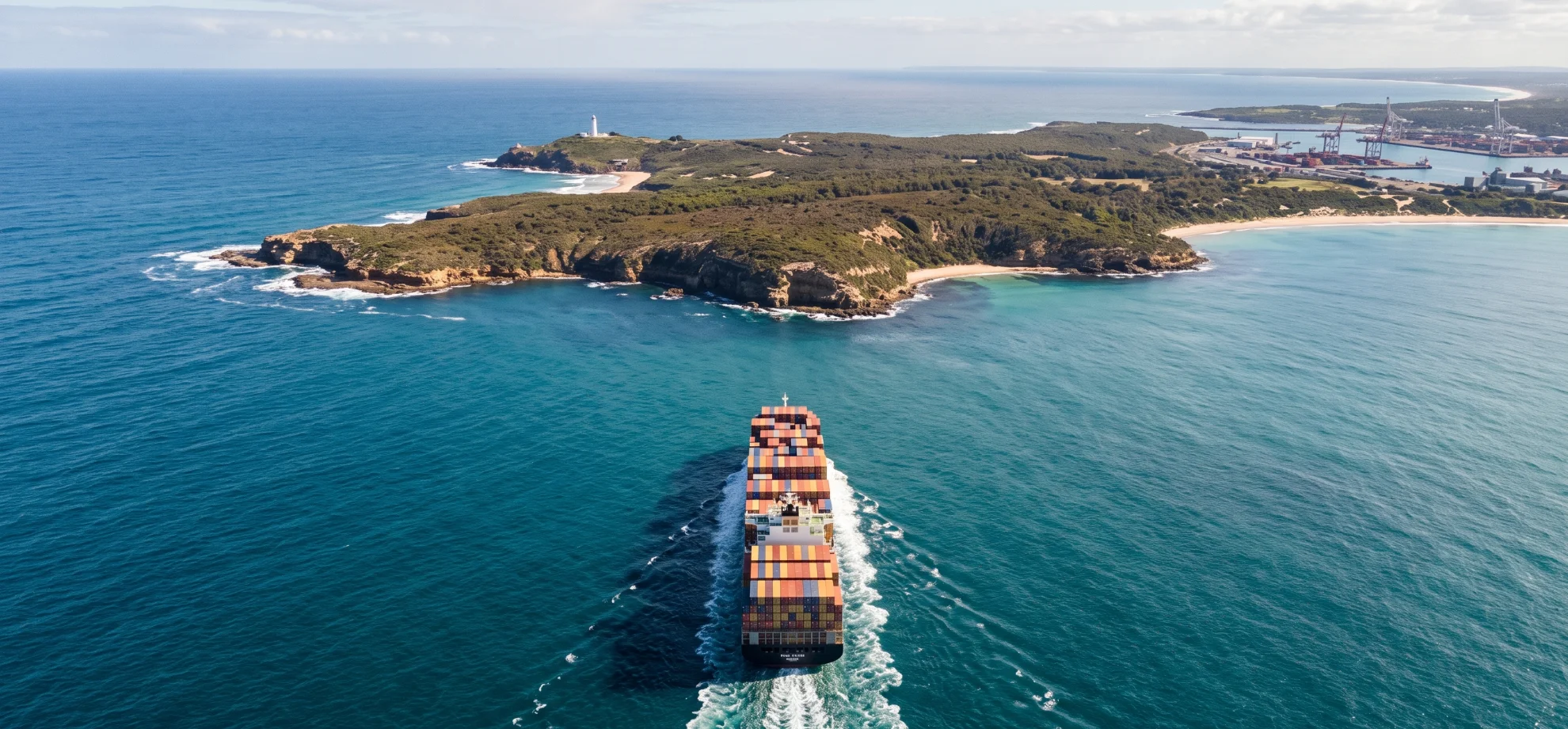 Container ship and cargo operations for freight shipping to Papua New Guinea